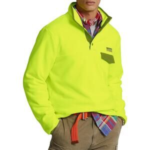New Polo Ralph Lauren Safety Yellow Quarter Snap Sweatshirt Men Small $198